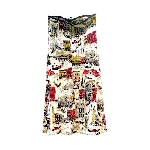 Mica Strapless Dress With Italian Cityscape Pattern. Fitted Elastic Bust. Size 6 - Picture 2 of 9